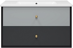 Brevita Тумба с раковиной Кристиан 100 подвесная серая/черная