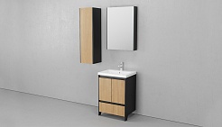 Velvex Тумба с раковиной напольная Klaufs 60 черная/дерево, 1 ящик – фотография-10