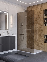 BelBagno Душевая перегородка Uno UNO-L-1-TB-100-BR-Cr 100x200 профиль хром стекло бронза – фотография-3