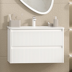 Brevita Мебель для ванной Riva 80 подвесная белая – фотография-3