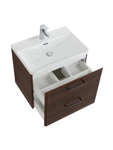 BelBagno Тумба с раковиной Due 60 подвесная Noce ручки Матовый тёмный никель – картинка-9