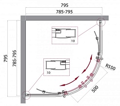 BelBagno Душевой уголок Uno 80/80 UNO-195-R-2-80-C-Cr стекло прозрачное – фотография-4
