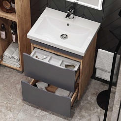 Vigo Тумба с раковиной Wave 600-0-2 дуб золотой – фотография-7