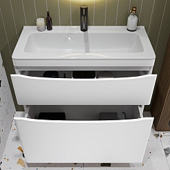 Vivon Тумба под раковину Ostin 80 напольная белая матовая – фотография-9