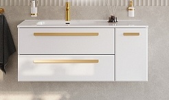 BelBagno Мебель для ванной Eco Cer-N 120-1 L bianco lucido CZR-8095-120-L ручки сатиновое золото – фотография-3