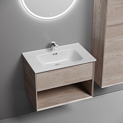 Sancos Тумба с раковиной Marmi 1.0 80 дуб галифакс натуральный раковина Grace 81 CN7012 – фотография-2