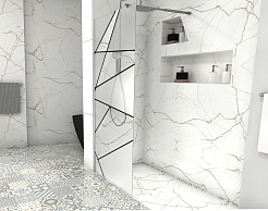 Ceruttispa Душевое ограждение Pick T120 профиль хром стекло матовое/прозрачное с рисунком – фотография-3