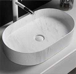 Ceruttispa Раковина накладная 50 CR0055B MMW1 мрамор белый матовый – фотография-6