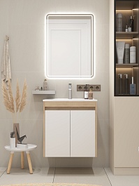 Teymi Тумба с раковиной Netta 60 подвесная дуб/белый – фотография-10