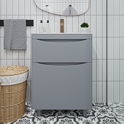 Vivon Тумба под раковину Ostin 60 напольная серая матовая – фотография-6