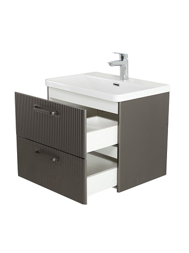 BelBagno Тумба с раковиной Due 50 подвесная Оружейная сталь ручки Матовый тёмный никель – картинка-5