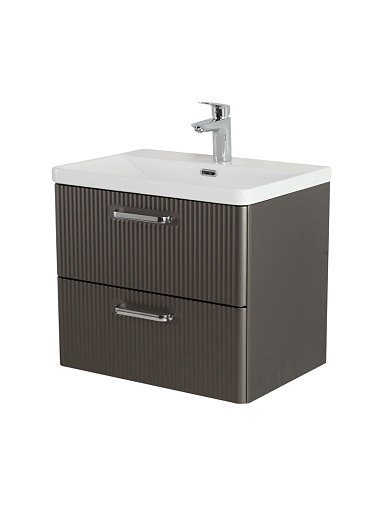 BelBagno Тумба с раковиной Due 50 подвесная Оружейная сталь ручки Хром полированный – фотография-12