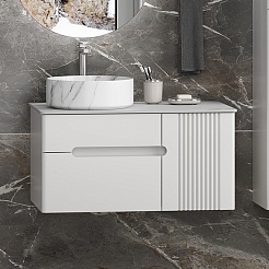 Brevita Тумба с раковиной Pallisandro 80 L подвесная серая матовая – фотография-2