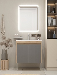 Teymi Тумба с раковиной Netta 70 подвесная дуб/графит – фотография-9