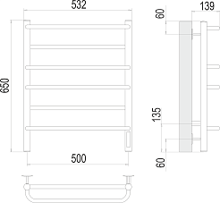 Terminus Полотенцесушитель электрический Евромикс П6 500x650 хром – фотография-3