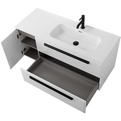 BelBagno Мебель для ванной Eco Cer-N 120-1 R bianco lucido CZR-8095-120-R ручки матовые чёрные – фотография-7