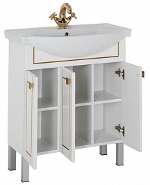 Aquanet Мебель для ванной "Честер 75" белый/золото – фотография-3