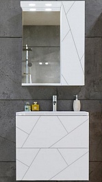 Бриклаер Мебель для ванной Кристалл 60 с зеркалом со шкафчиком белая – фотография-1