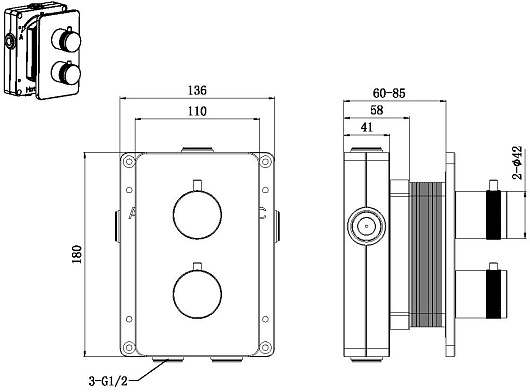 Allen Brau Смеситель для ванны Priority 5.31213-31 (с внутренней частью, 2 выхода) черный матовый – фотография-4