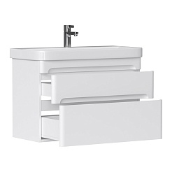 Equil Тумба с раковиной Nice 80 2 ящика подвесная белая – фотография-2