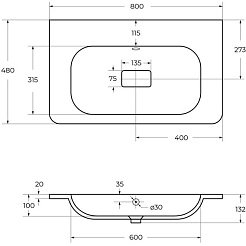Cezares Тумба с раковиной без отверстия под смеситель Relax 80 подвесная брашированное золото – фотография-17