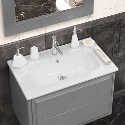 Opadiris Мебель для ванной Луиджи 80 подвесная серая матовая – фотография-6