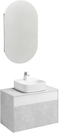 Акватон Мебель для ванной Марбл 80 Одри Soft подвесная слэйт/белая матовая – фотография-1