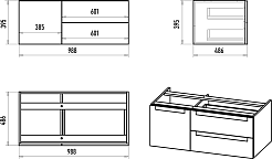 Brevita Тумба под раковину Cargo 100 подвесная черная матовая – фотография-8