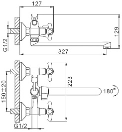 Frap Смеситель для ванны HH732 F22732-B хром – фотография-3