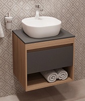 Teymi Тумба с раковиной Ritta 55 дуб эврика/графит матовый подвесная T60523 раковина T50207