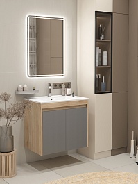 Teymi Тумба с раковиной Netta 70 подвесная дуб/графит – фотография-10