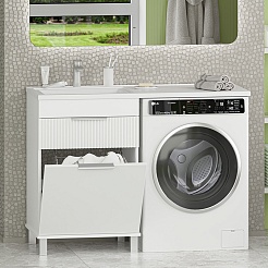 Brevita Тумба под раковину Enfida 60 под стиральную машину с б/к белая – фотография-14