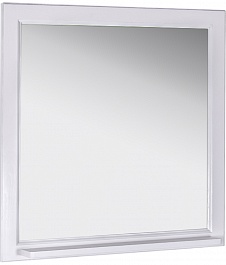 ASB-Woodline Зеркало для ванной Бергамо 85 белый/патина серебро, массив ясеня – фотография-1