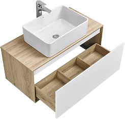 Акватон Тумба под раковину Либерти 90 белая/дуб эльвезия – фотография-11