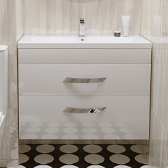 Mixline Тумба под раковину Марго 80 подвесная белая – фотография-3