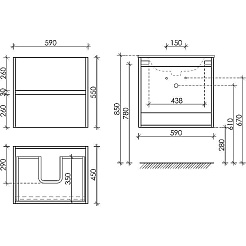 Sancos Тумба с раковиной Urban 60 белый глянец раковина Element 61 CN7001MB – фотография-4