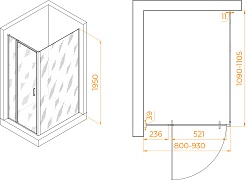RGW Душевой уголок Passage PA-078B (PA-008B + Z-050-2B) 80x110 профиль черный стекло прозрачное – фотография-3