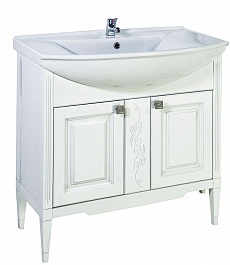 ASB-Woodline Мебель для ванной Модена 85 белая, массив ясеня – фотография-4