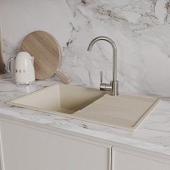 Teymi Мойка кухонная Hanna Smart 74 кварцевая бежевая матовая – фотография-7