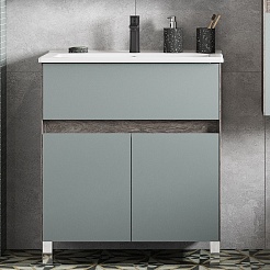 Акватон Тумба с раковиной Форест 75 дуб рошелье/сумеречный голубой – фотография-6