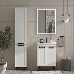 Equil Тумба под раковину Lago 70 2 ящика напольная белая/дерево – фотография-5