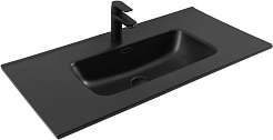Aquanet Тумба с черной раковиной Джейн (Flat) 90 подвесная мисти грин матовая – фотография-5