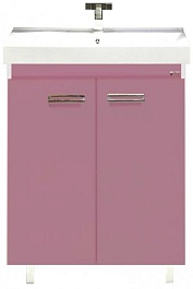 Misty Тумба с раковиной Джулия QVATRO 65 прямая розовая – фотография-1