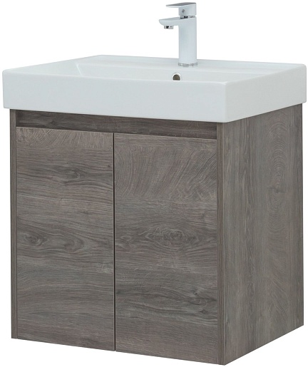Aquanet Тумба с раковиной Nova Lite 60 2 дверцы подвесная дуб рошелье – фотография-4