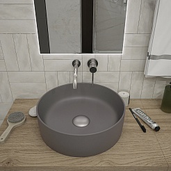 Teymi Раковина накладная Lina D41 T50196 графит матовый – фотография-7