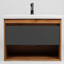 Viant Мебель для ванной Бостон 50 1 ящик подвесная графит/дуб вотан – фотография-2