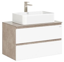 Onika Тумба под раковину Алеста 80 подвесная белая/камень светлый
