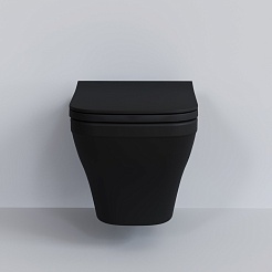 Ambassador Сиденье для унитаза Benefit тонкое черное матовое – фотография-3