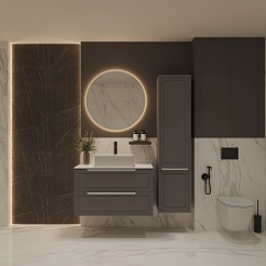 Зов Тумба под раковину Севилья 100 подвесная платиновая/столешница белая – фотография-7