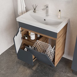 Onika Тумба под раковину Айленд 70 графит/дуб крафт – фотография-4
